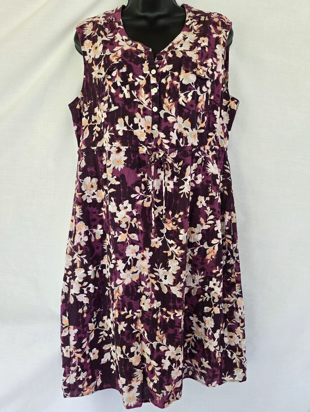 Eddie Bauer▪️100% Cotton Floral Button Down Sleeveless Dress w/ Pockets